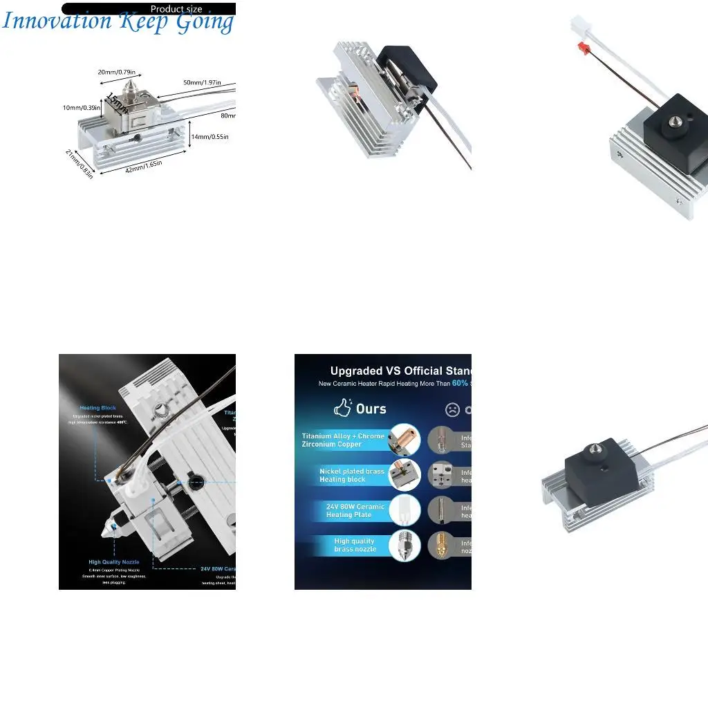 

E65C All Metal Metal Extrader Extrusion Extrusion Hot Cont для Ender 3 S1 с силконовым рукавом и 0,4 мм металлической форсунки