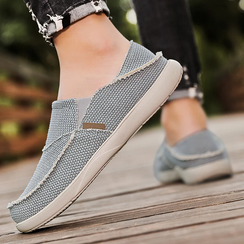 2024 Summer Men Canvas Shoes Espadrilles Breathable Casual Shoes Men Loafers Comfortable Ultralight Lazy Boat Shoes Big Size 47