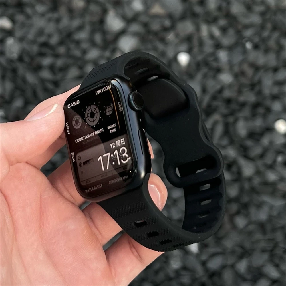 Correa de silicona suave para Apple Watch, Correa bonita con hebilla de mariposa para Series 9, 8, 7, 6, 5, 45mm, 41mm, 40mm, 44mm, 42mm, 38mm