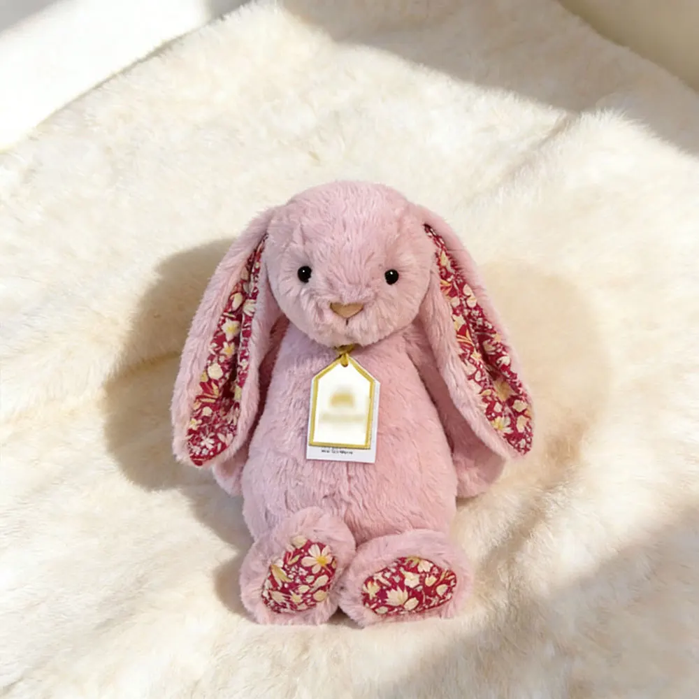 Nieuwste Jellycat Bonnie Rabbit Pluche Konijn met Luipaardprint, met Label, Zachte Bloemenoren, Cartoon Konijn Pop, Verjaardagscadeau, Huisdecoratie