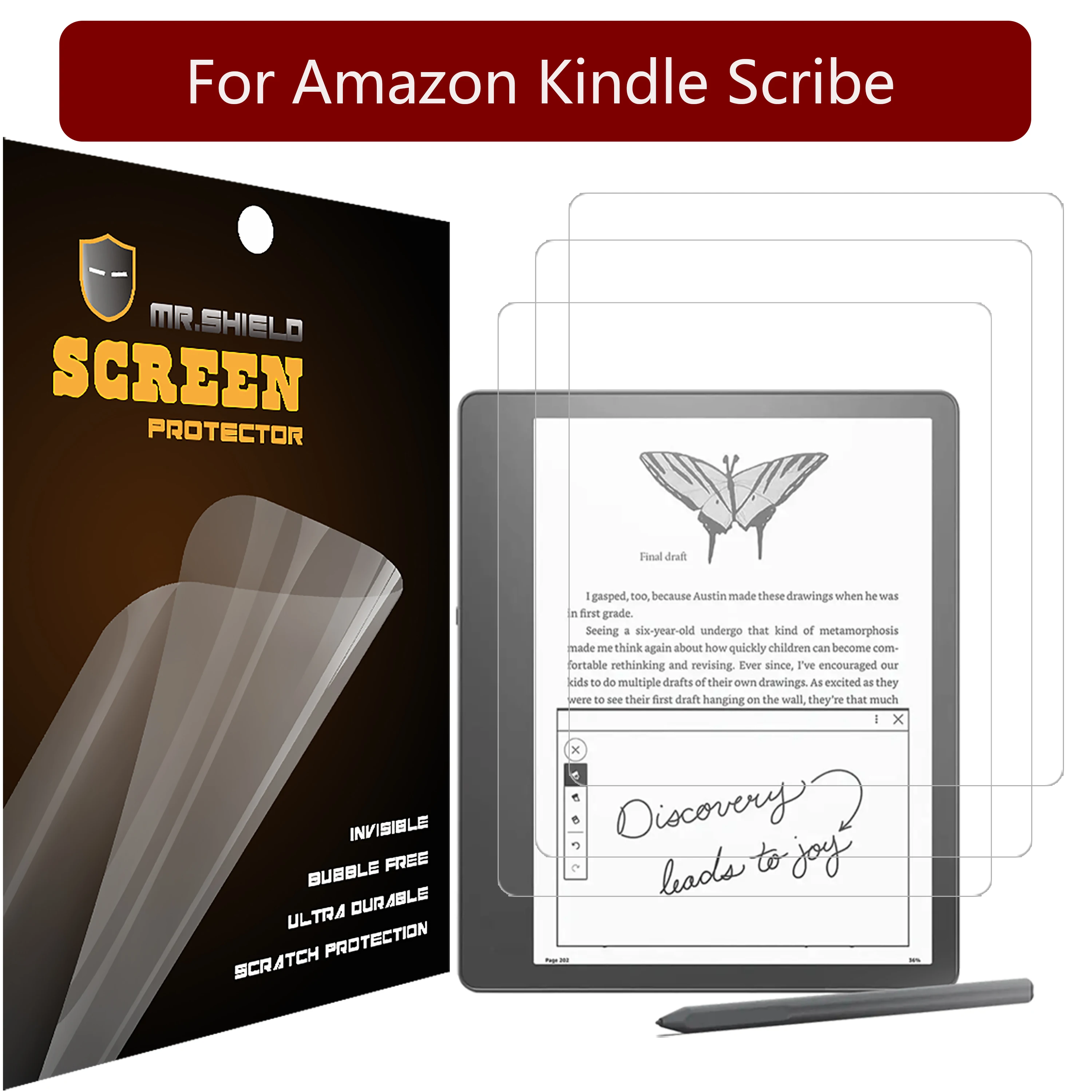 

Mr. Защитный экран для Amazon Kindle Scribe антибликовый [матовый] [3-Pack] Защитная пленка для экрана (материал ПЭТ)