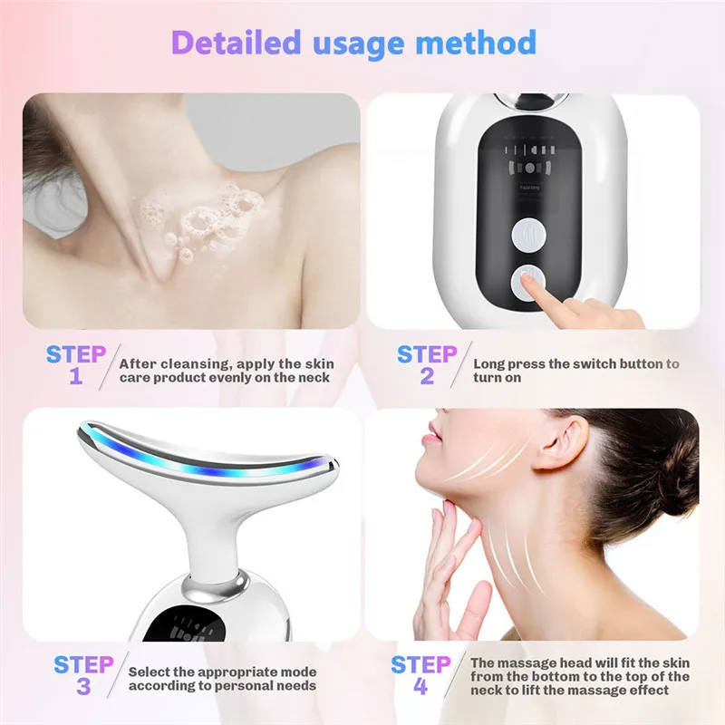 Home Use 3 LED Face Neck Lifting Massager Beauty Device