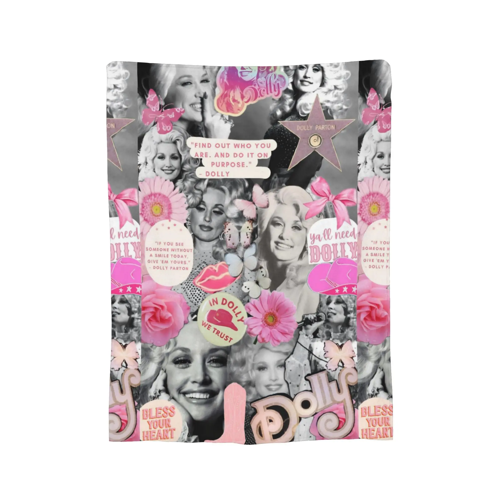 Pink D-Dollys Singer Blanket Cover Dolly Parton   Flannel Throw Blankets Summer Personalised Lightweight Bedsprea