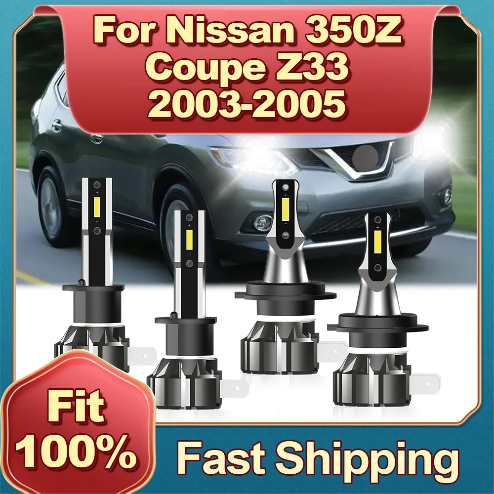 2/4Pcs LED Lights Atuo Lamps Car Headlight Bulbs 12V With Two-sided CSP Chip 6000K For Nissan 350Z Coupe Z33 2003 2004 2005