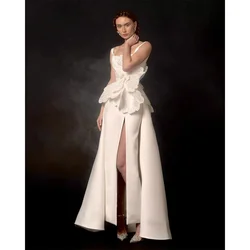 Customized Elegant Women's Square Neck Evening Dresses 2024 Designers A-line Flowers Satin Party Dresses For Wedding Party Forma