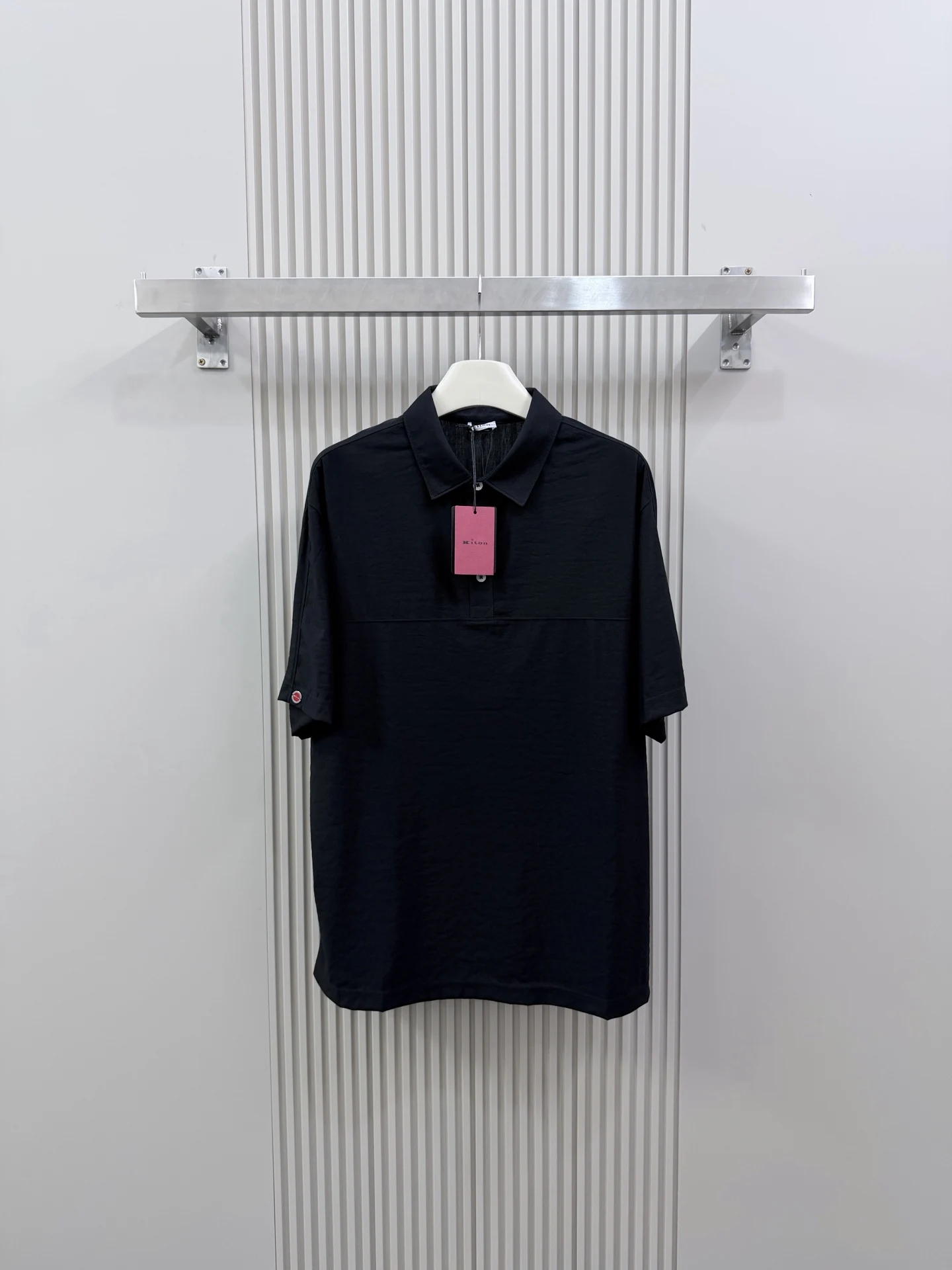 Kiton26ss New Italian Old Money Style Men's Linen Square Neck Half Polo Shirt
