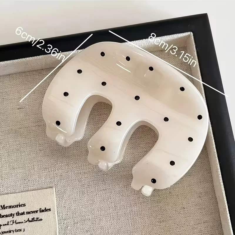 2 pieces of textured polka dot jelly color hair clips, versatile M-shaped clasp, fashionable shark clip