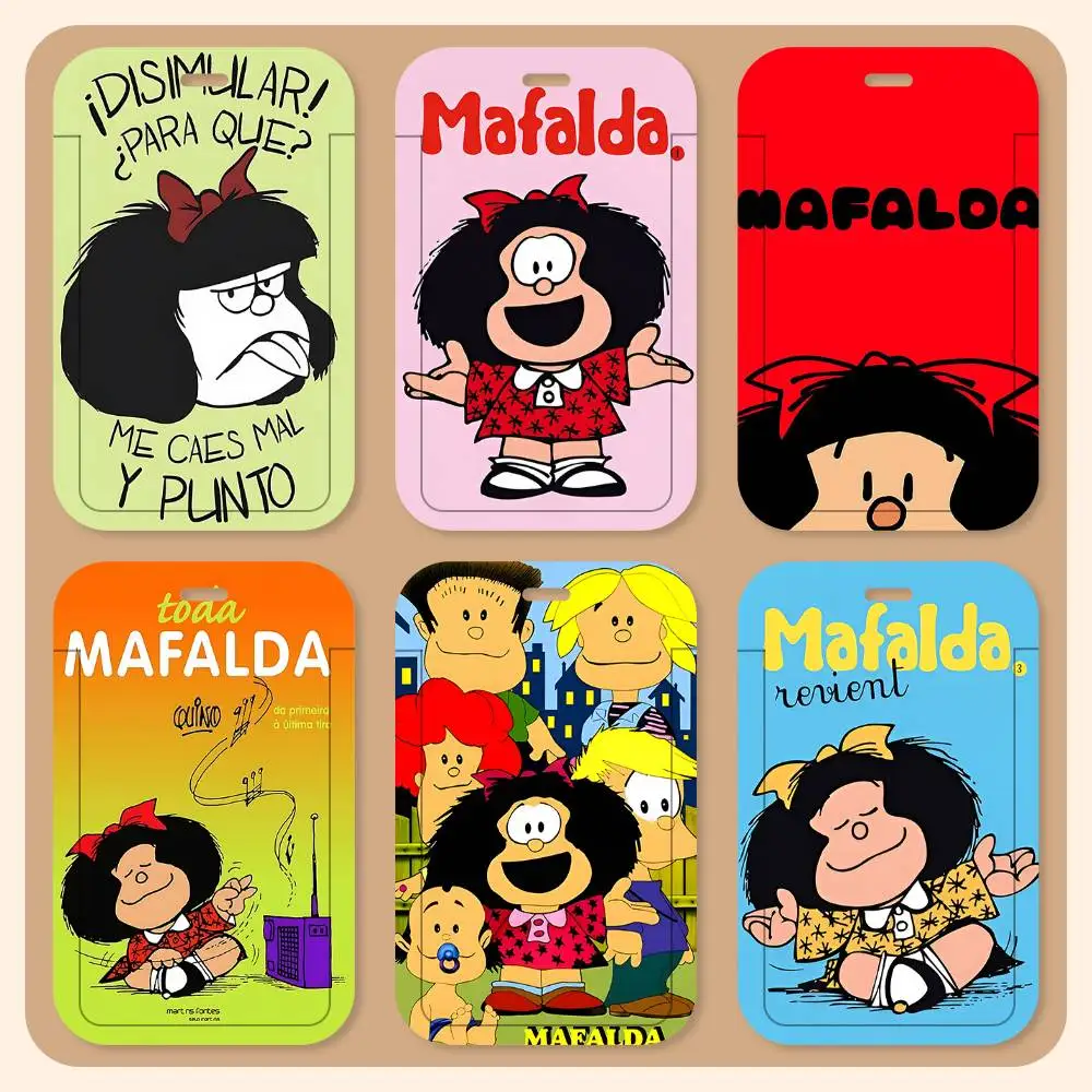 

Милые мультяшные держатели для карт M-Mafalda с ремешком на шею, для студенческих удостоверений, для карт контроля доступа