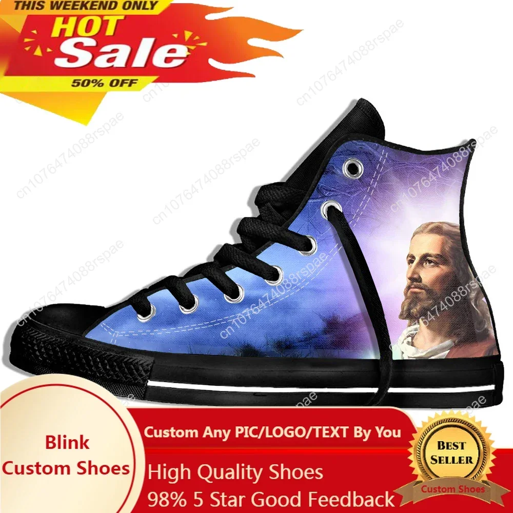 

New Arrival Popular Anime Jesus Men Women Sneakers Harajuku Style Plimsolls Lightweight Casual Shoes High Top Latest Board Shoes