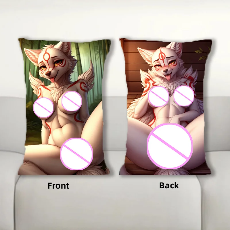 

Dakimakura Anime Furry Fox Amaterasu Sofa Cushion Body Pillow Cover Double Side Print Bedding Throw Pillow Case