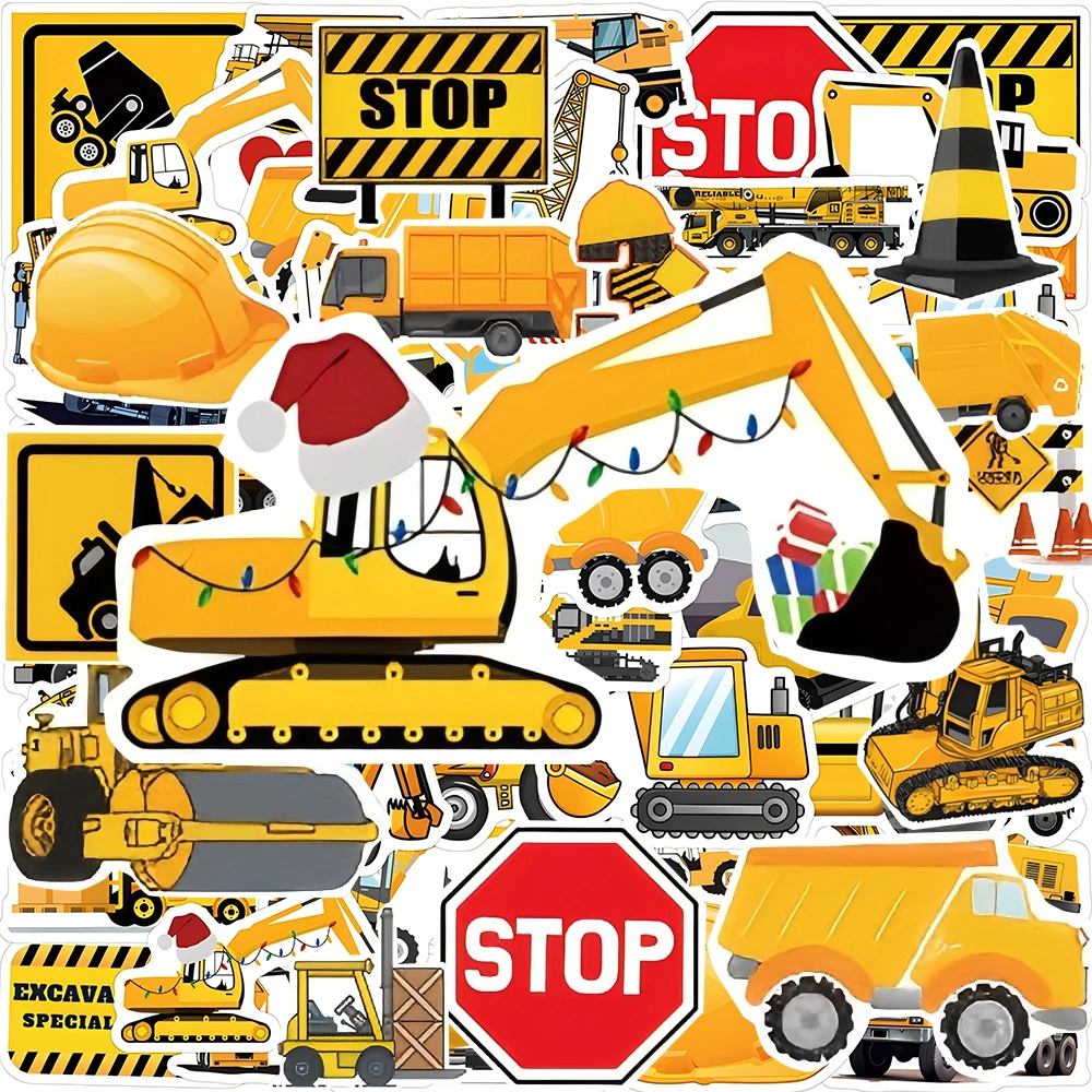 

10/30/50PCS Cartoon Engineering Vehicle Truck Stickers for Kid Waterproof Graffiti Laptop Bike Cute Children Reward Sticker Gift