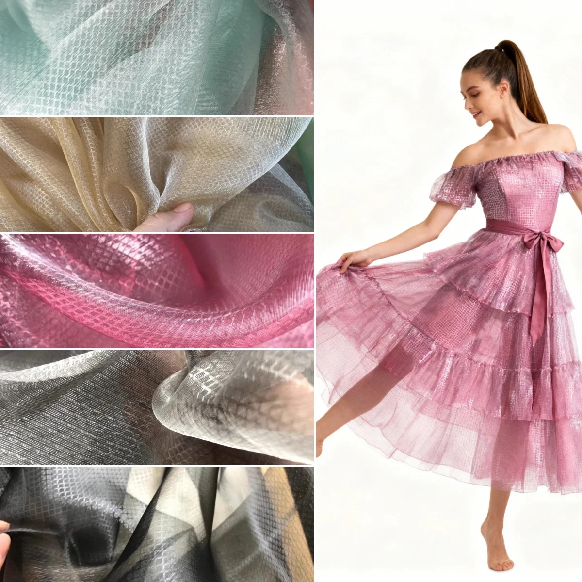 Snake skin texture organza fabric sewing stage costumes evening dresses DIY window screens designer fabric