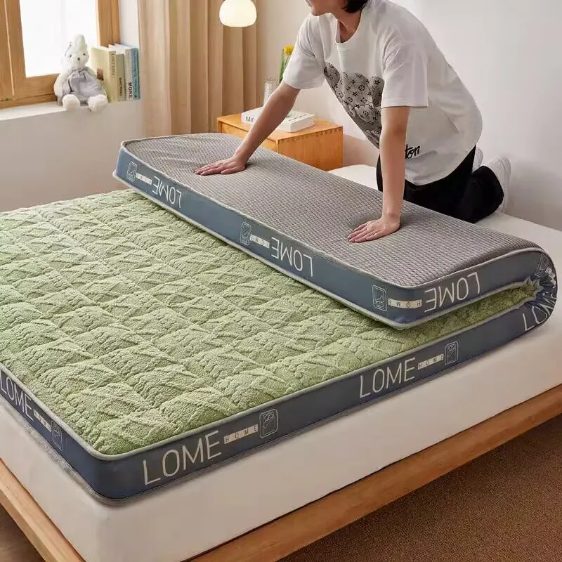 Tatami Mattress Sleeping Pad Futon Single Double Baby Grade Tafu Velvet Jacquard Warm Mattress Topper High Rebound Memory Cotton