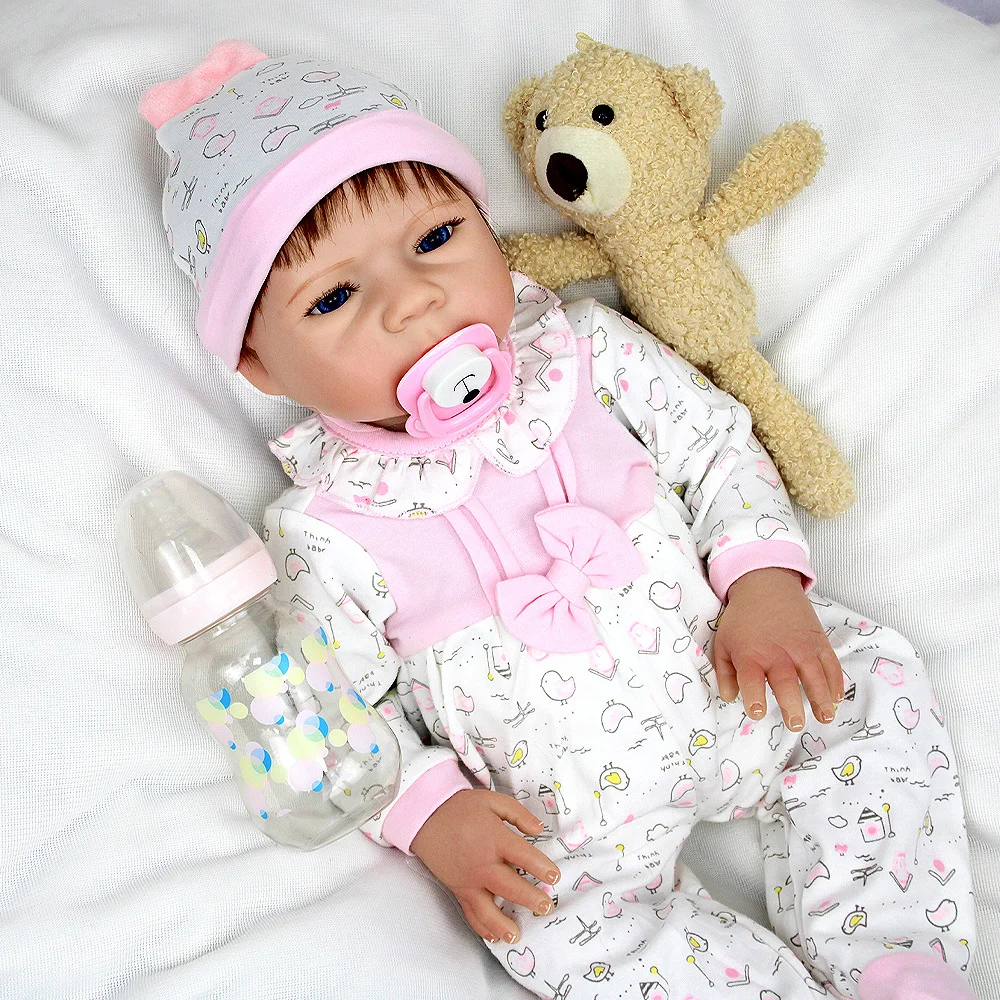 Muñeca Reborn de vinilo suave de 46cm, piel pintada en 3D, venas visibles biónicas, se puede cambiar libremente W-018SFY