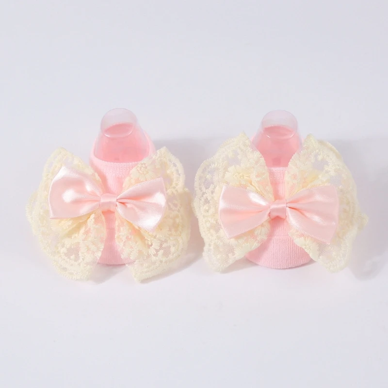 2Pcs/Set Baby Socks Bowknot Headband Set Newborns Hair Band & Knitted Socks