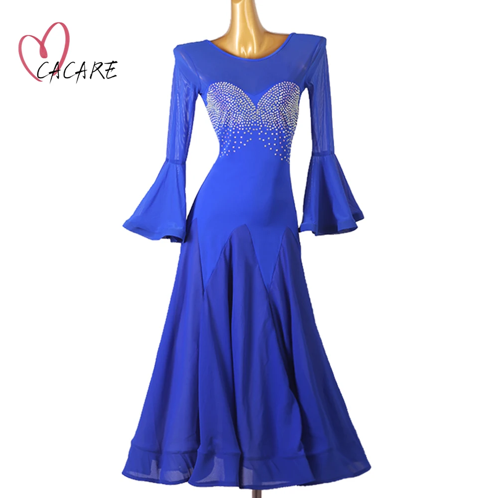 

CACARE Ballroom Dance Competition Dresses Customize Waltz Dress Standard Dance Dresses Elegant Flamenca Costume D1253 Big Hem