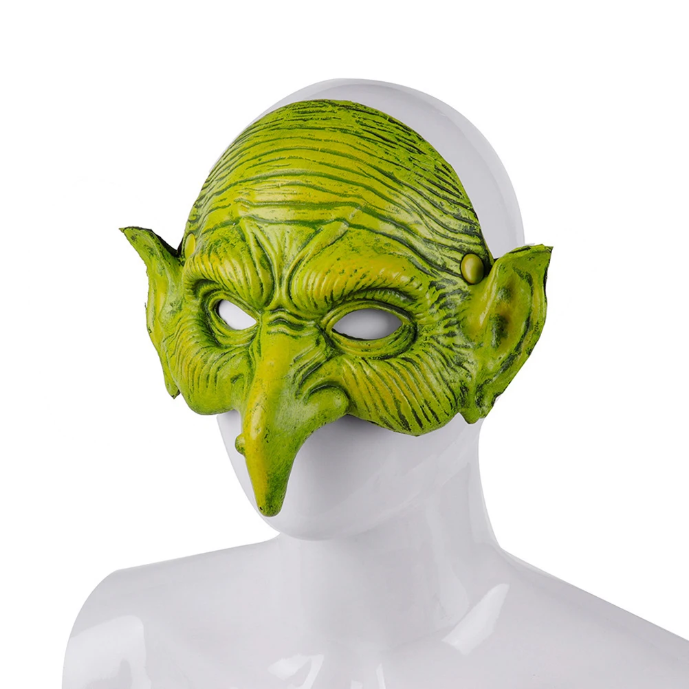 

Pu Witch Mask Face Vivid Halloween Carnival Cosplay Party Supplies Lightweight Telescopic Belt
