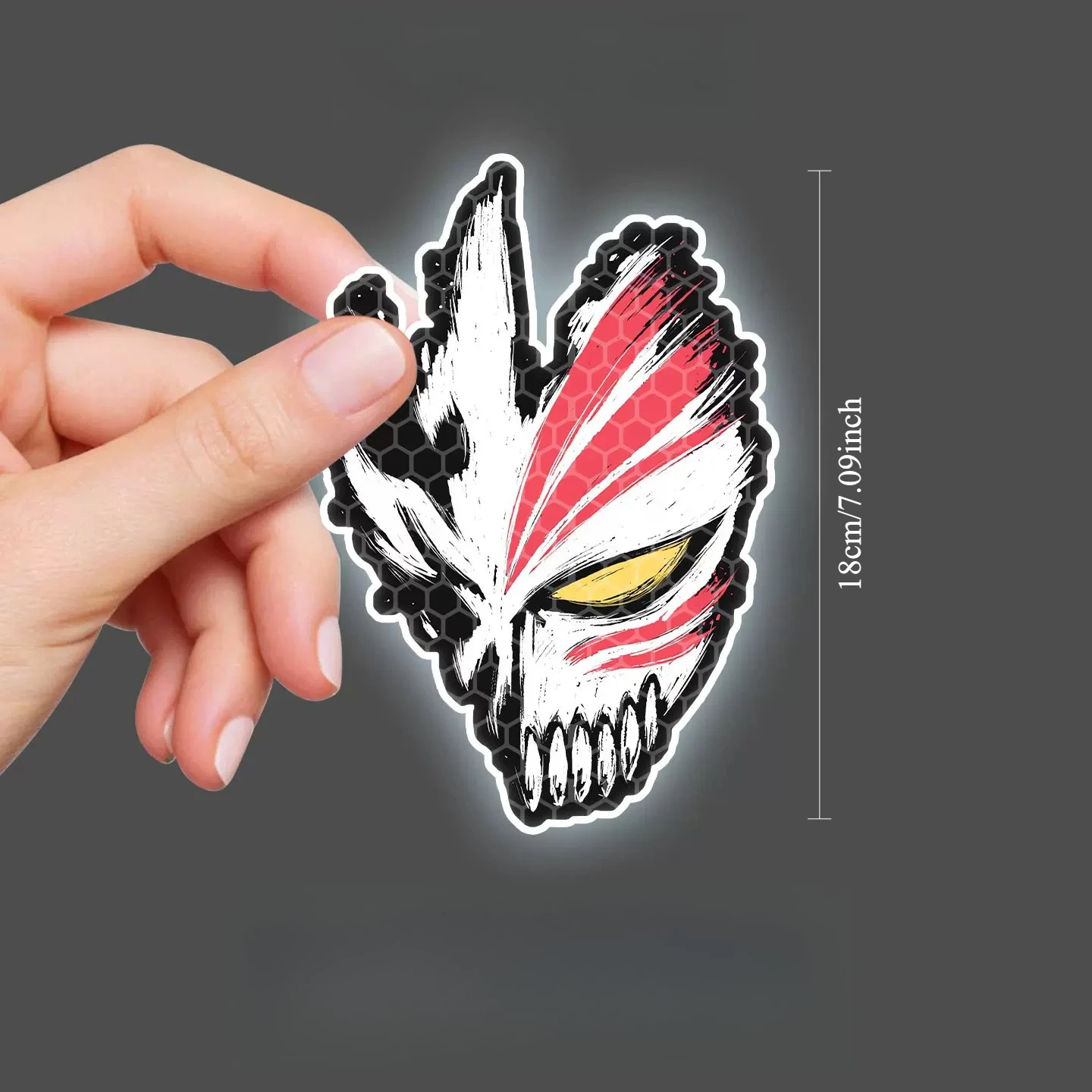 Anime Bleach Hollow Mask Decal, Skull Face Reflective Vinyl Sticker, Decor for Auto, Motorcycle, Scooter and Window