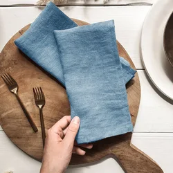 High Quality 100% Pure Linen Napkins Restaurant Wedding Dinner Solid Color Cloth Pure Linen Classical Custom Home Table Napkin
