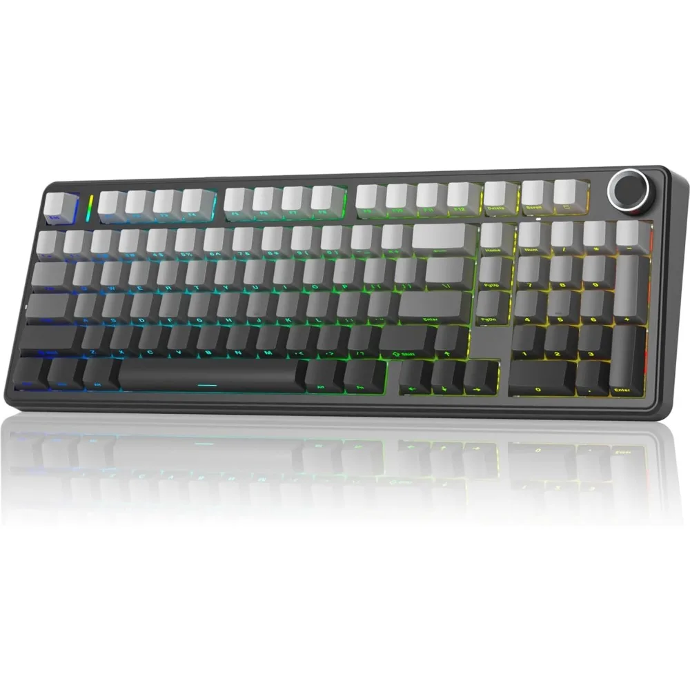Mechanical Keyboard with Knob, Tri-Mode, Hot Swappable, Pre-lubed Switches, Gasket, RGB Gaming