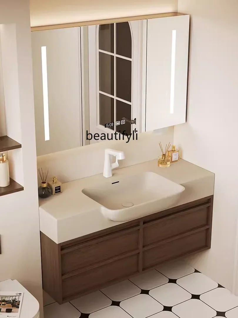 

Medieval style, integrated big belly basin, bathroom cabinet combination, very narrow bathroom area, washing table, customized.4