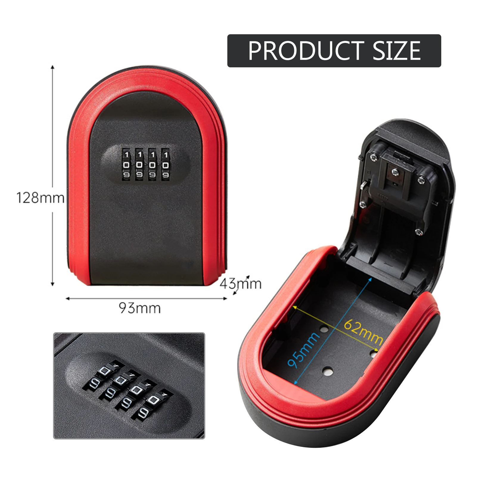 Imagem -03 - Waterproof Wall Mount Key Lockbox Plastic Porta Key Storage Password Box para Garagens