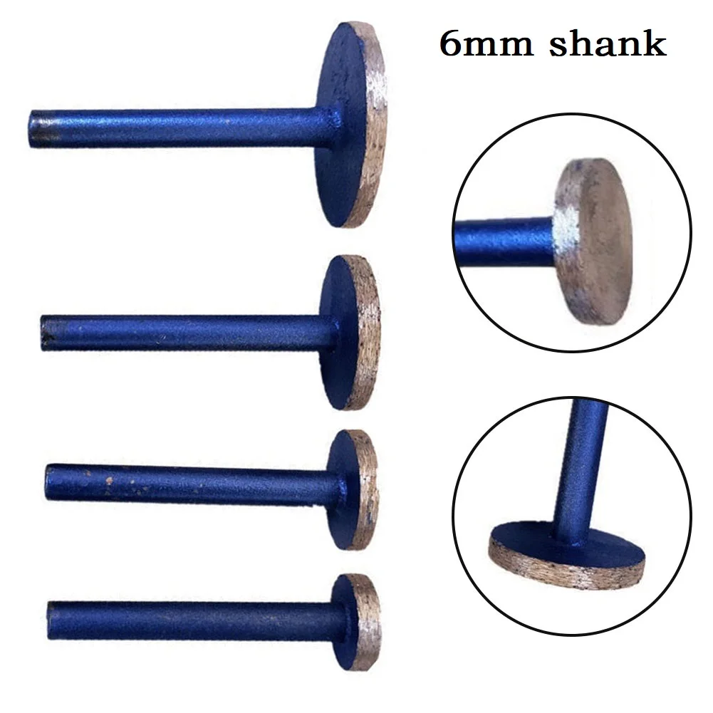 1pc 6mm Shank Diamond Grinding Heads Sintering Mounted Points T Ball Cone Cylindrical Wheel Stone Carving Grinding Tools