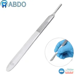 Aço inoxidável Dental Bisturi Handle, Lâminas dentárias, Cirurgia 3 #, 12.5cm, #10 #, #11, #12, #15, 1Pc