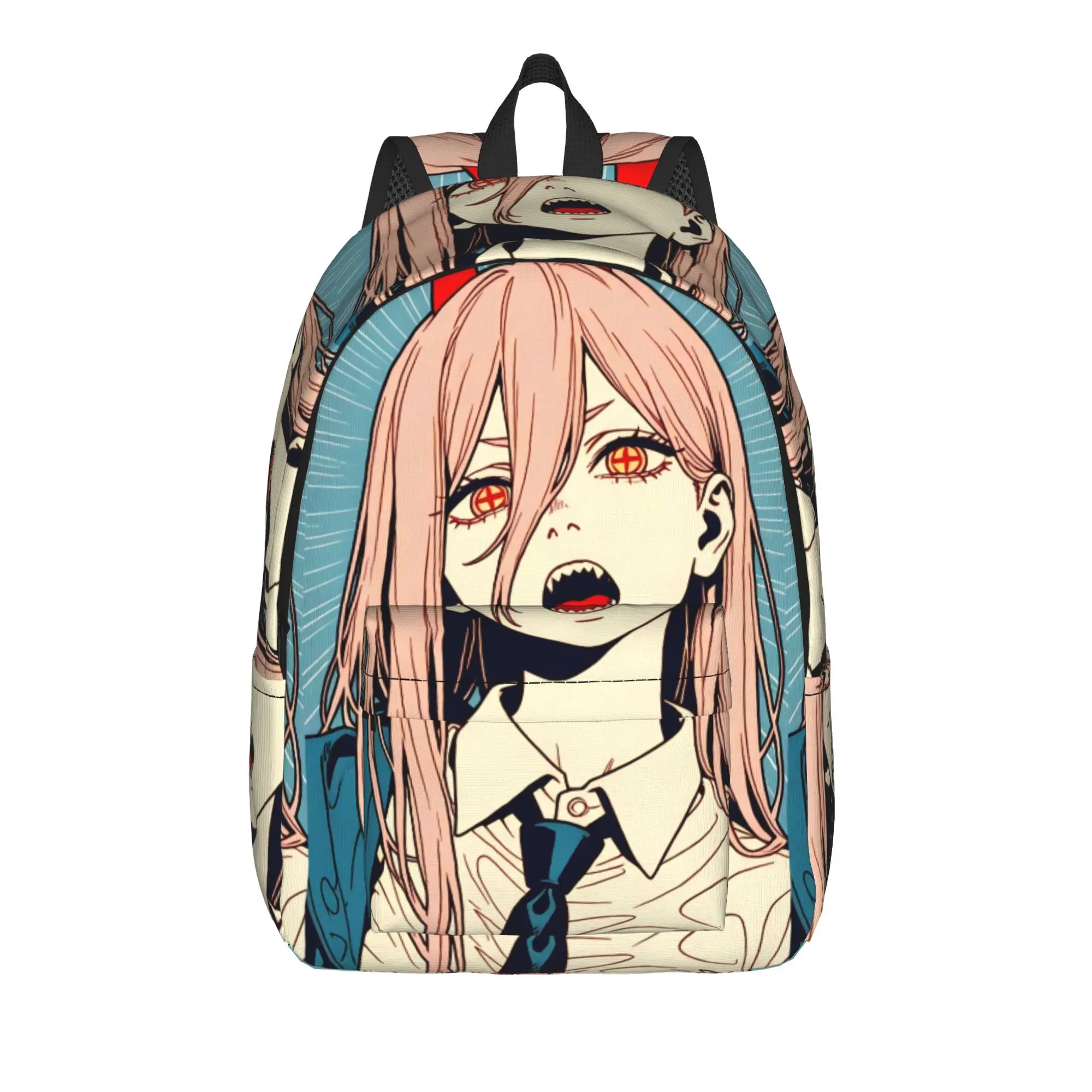 Power bold anime Backpack Chainsaws Mans Male Polyester University Backpacks Durable Style School Bags Rucksack
