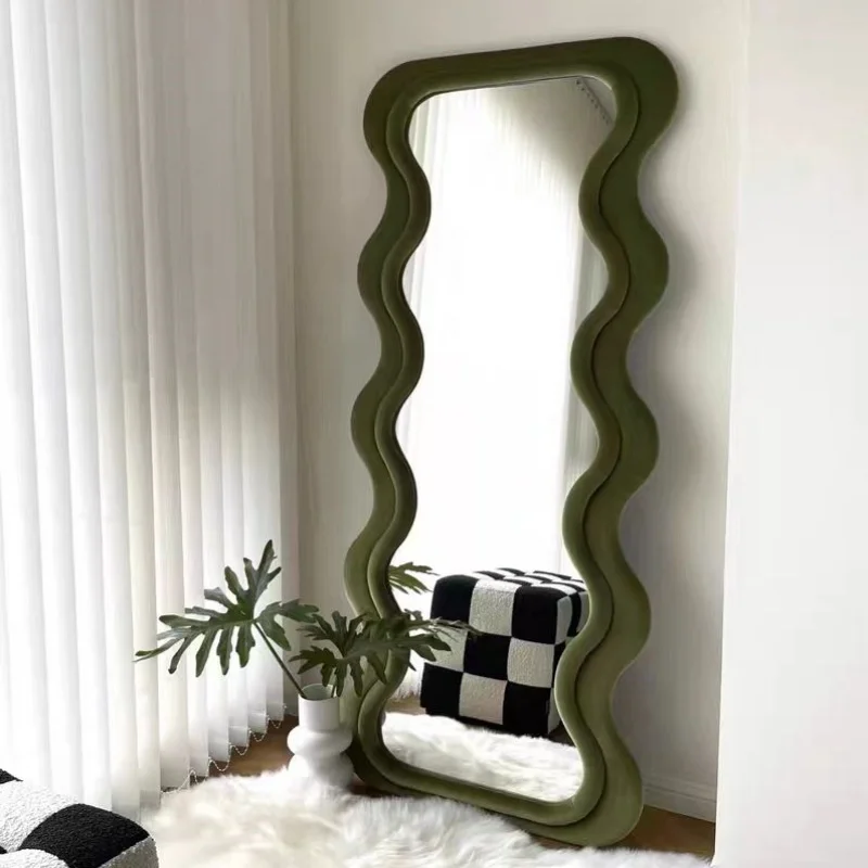 

Abnormity Compact Mirror Wavy Aesthetic Funky Dressing Full Body Mirror Vintage Korean Style Simple Espelhos Home Decorations