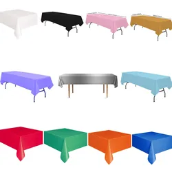 1pc Solid Color Disposable Plastic Tablecloths Rectangle-black