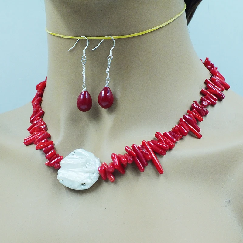 

Изысканный/Красивый. Натуральный нерегулярный коралловый гигантский жемчуг в стиле барокко, комплект серег 18 дюймов
