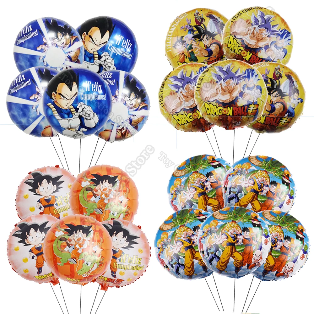 

5Pcs Dragoned Ball Cartoon Party Supplies Round 18in Foil Ballon Children's Birthday Decoration Festivel Event DIY Scene Layout