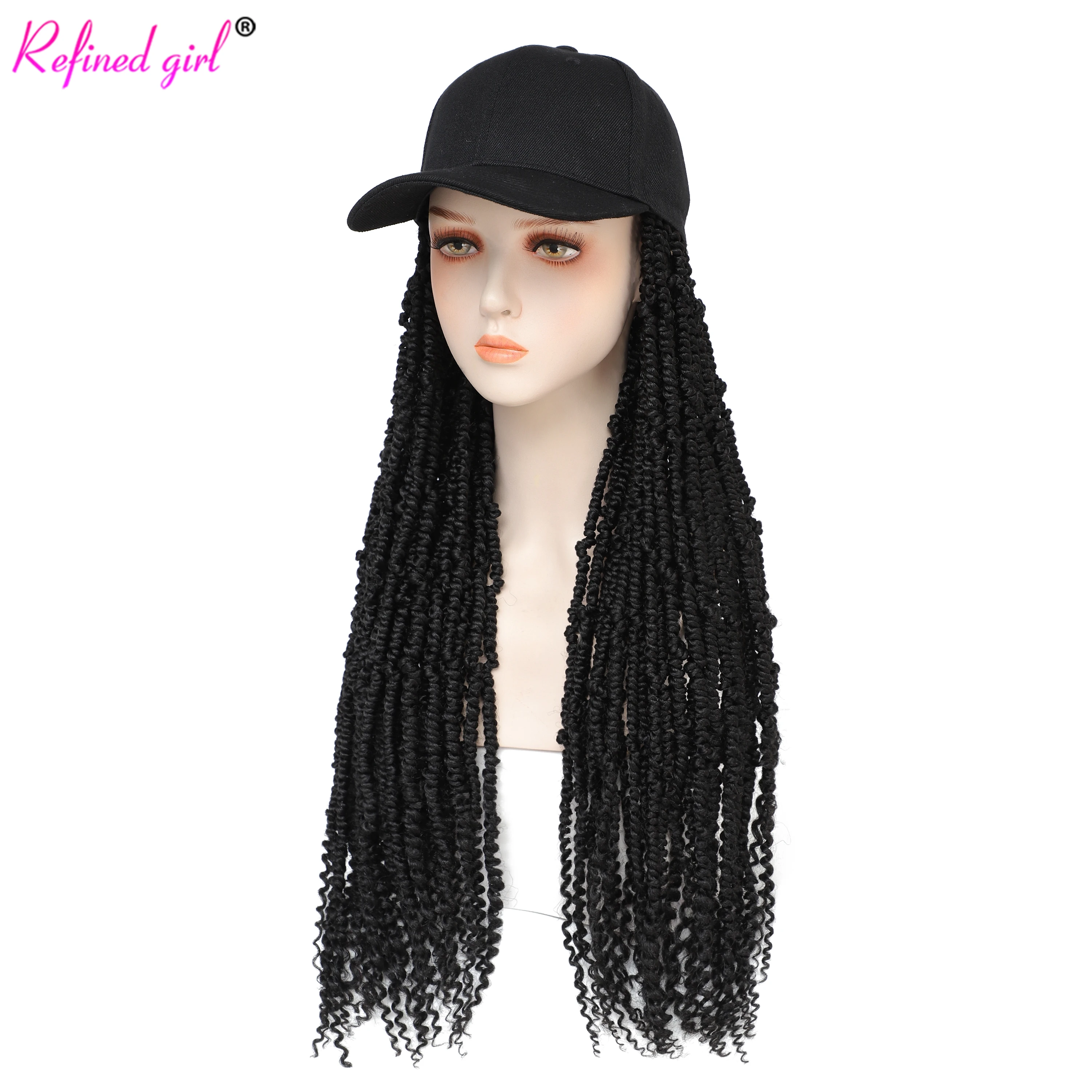 Hat  Wig Pre-twisted Passion Twist Braid hair Extensions with Baseball Cap Synthetic Wigs For Black Woman Girls Braided Wig