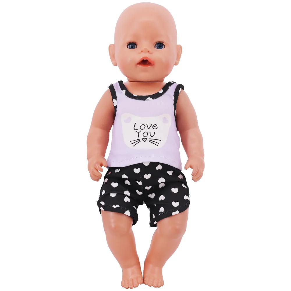 2 Pçs/Set Singlet e Boxer Short Casual Outfit Para 18 Polegada Girl Doll Gift 43 Cm Reborn Baby Doll Roupas Acessórios Itens Toy