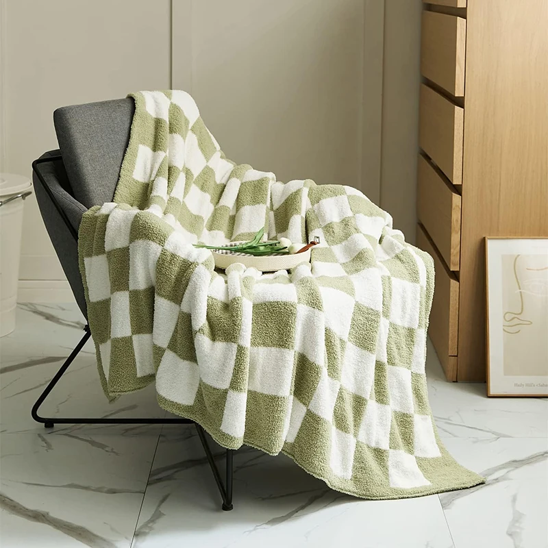 

Sofa Covering Blanket Scandinavian Style Blanket Knitted Blanket Air Conditioning Small Blanket Checkerboard Plaid