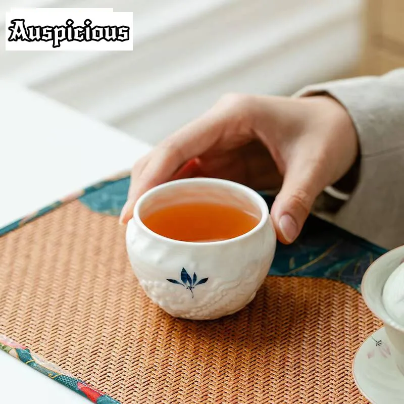 

150ml Boutique Pure Hand-painted Butterfly Orchid Tea Cup Lion Awakening Coffee Mug Small Master Tea Bowl Chazhan Kung Fu Teaset
