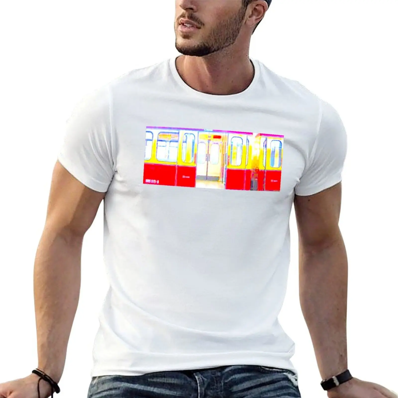 Camiseta Berlin Train S-Bahn para homem, camisetas gráficas vintage masculinas, camisetas com estampas