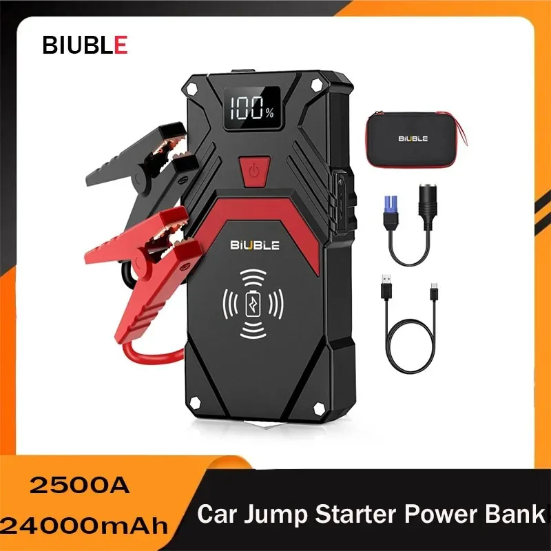 BIUBLE 2500A Portable Car Jump Starter Power Bank Car Booster Charger 12V Starting Device Petrol Diesel Car Booster