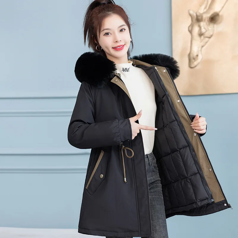 Parkas Women Winter Jacket New Removable Liner mid Long Large Wool Collar Pai Overcome Jacket Female Windbreakers Outerwear