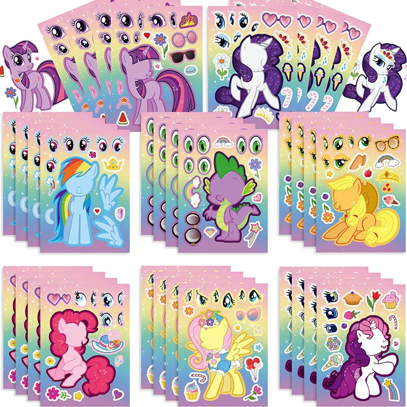 My Little Pony Kawaii Cartoon Face with DIY Stickers Creative Doll Decorative Stickers for Children's Favorite Birthday Gifts