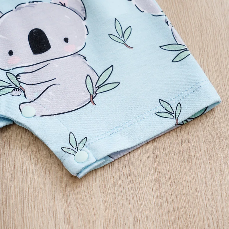 Newborn Clothing Cute Cartoon Koala Print Casual And Comfortable Soft Boys And Girls Summer 0-18 Short Sleeved Baby Jumpsuit