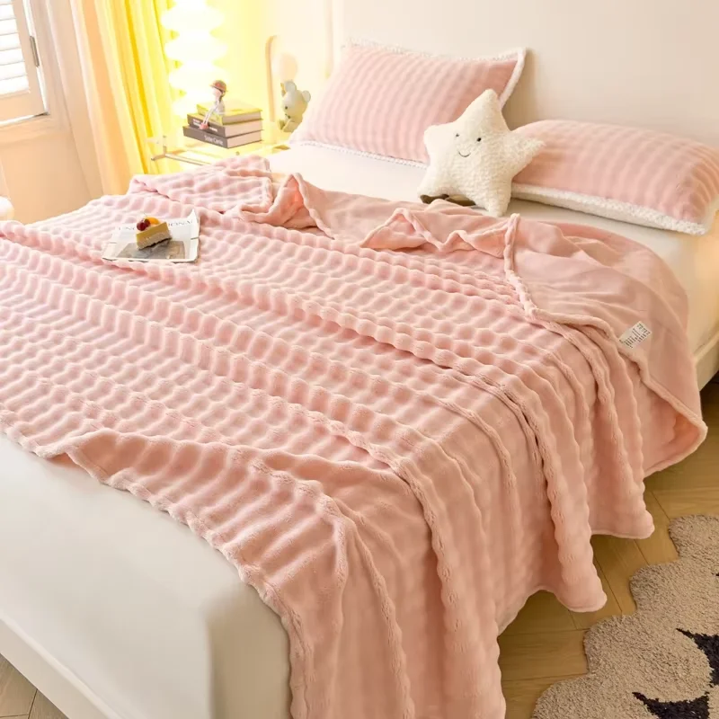 

Plush Flat Bedsheet Skin-friendly Bed Linen Solid Color Flat Sheet Home Warm Blankets (No Pillowcase)