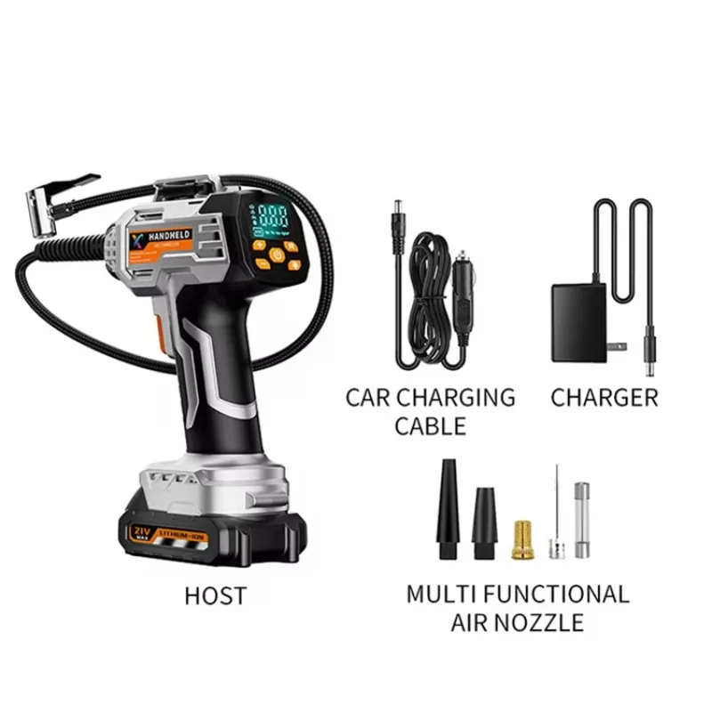 Car Emergency Air Compressor 12V DC Portable Tyre Inflator with Digital Gauge Low‑Noise Tire Pump