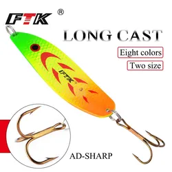 FTK – leurre métallique vibrant en forme de cuillère avec triple hameçon, appât artificiel idéal pour la pêche de nuit au bar, au brochet ou à la perche, 18/27g leurres de pêche leurre brochet jigs pêche en mer cuiller