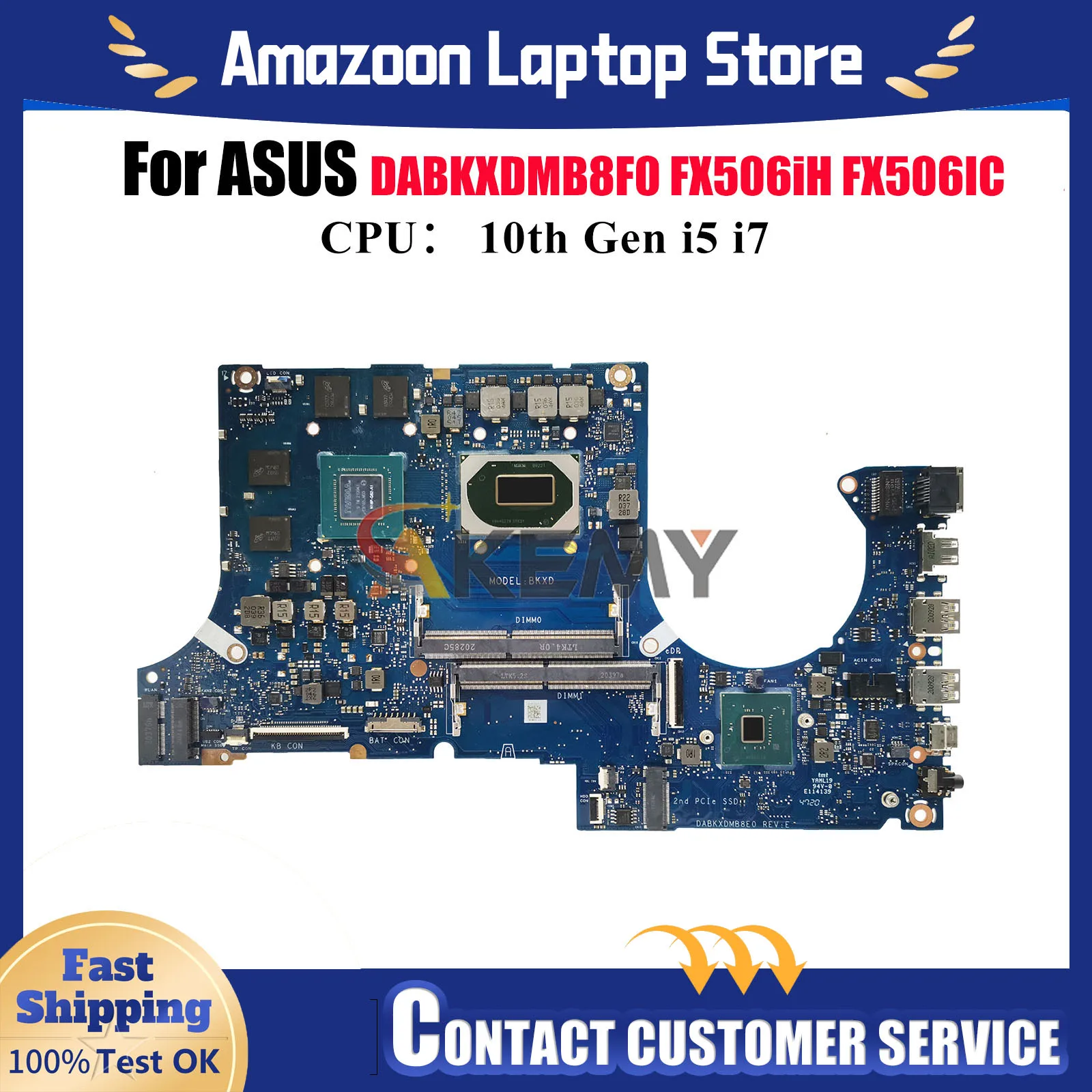 

Материнская плата DABKXDMB8F0 для ноутбука ASUS TUF Gaming FX506iH FX506II FX506IC FA506I с 10-го поколения i5 i7 tests, быстрая доставка