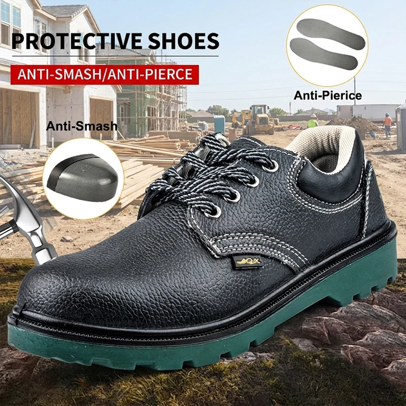2026 classic genuine leather upper with steel toe cap, anti puncture and anti smashing heavy industrysafety shoes, work shoes