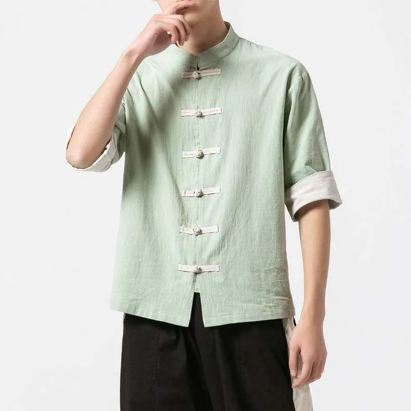 summer-stand-collar-buckle-cotton-linen-short-sve-shirt-men's-casual-wear-no-brand-registered-trademark-jan2pbex