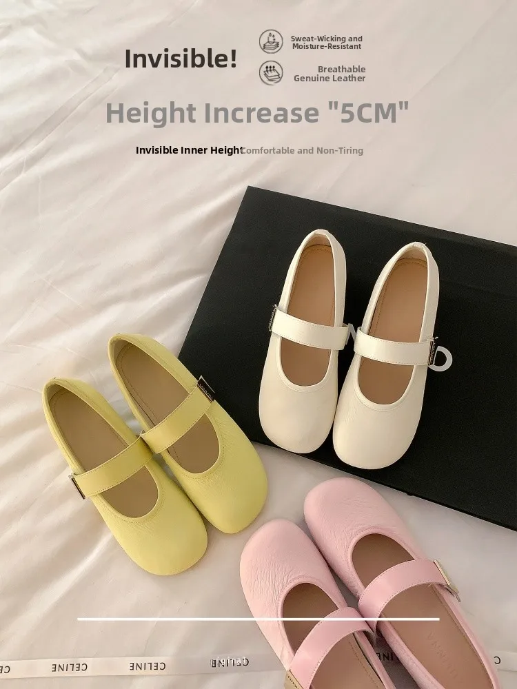 lamb-leather-mary-jane-shoes-women's-ballet-flat-shoes-retro-one-strap-new-2025-increased-height-lightweight-rubber-sole