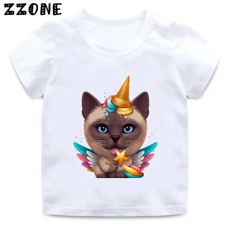 Magische Katze Hund Panda Eis Einhorn drucken Cartoon Kinder T-Shirts Mädchen Kleidung Baby Jungen T-Shirt Sommer Kinder Tops,ooo5438